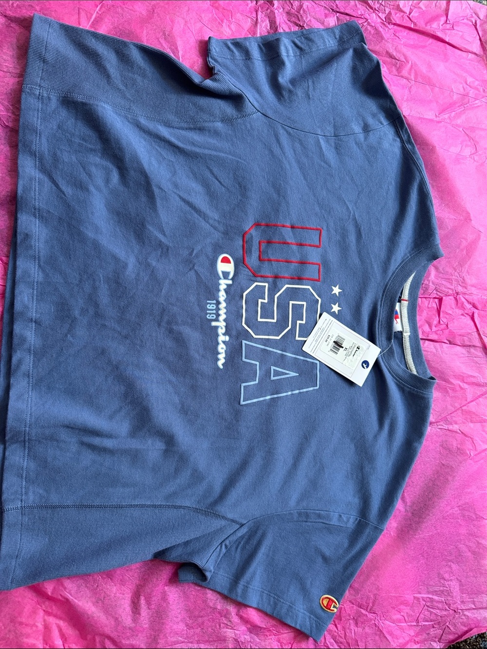 Champion Navy Blue USA Graphic Crewneck